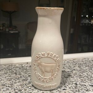 Ceramic Milk Bottle with Embossed Design